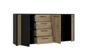 Sideboard Cardigan, schwarz/Artisan Eiche-Nachbildung