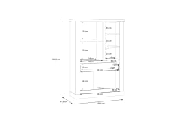 Glasvitrine Duro, Riviera Eiche/Cabezone Eiche-Nachbildung, 160,3 cm
