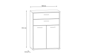 Kommode Keflavik, grau/weiß