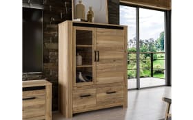 Vitrine San Cayetano, Mauvella Eiche-Nachbildung, 143,7 cm