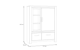 Vitrine San Cayetano, Mauvella Eiche-Nachbildung, 143,7 cm