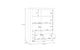 Vitrine San Cayetano, Mauvella Eiche-Nachbildung, 143,7 cm