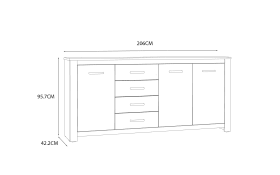 Kommode San Cayetano, Mauvella Eiche-Nachbildung, 206 cm