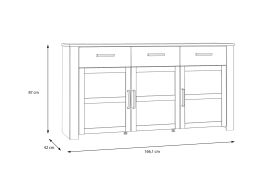 Sideboard Bohol, Riviera Eiche-Nachbildung/grau, 166,1 cm