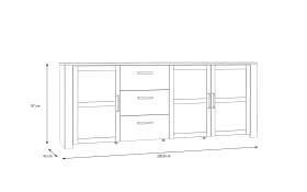 Sideboard Bohol, Riviera Eiche-Nachbildung/grau, 220,8 cm