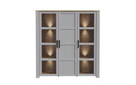 Hochvitrine Bohol, Riviera Eiche-Nachbildung/grau, 151,1 cm