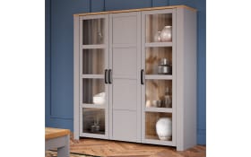 Hochvitrine Bohol, Riviera Eiche-Nachbildung/grau, 151,1 cm