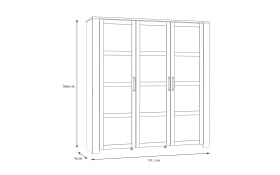 Hochvitrine Bohol, Riviera Eiche-Nachbildung/grau, 151,1 cm