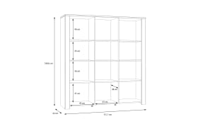 Hochvitrine Bohol, Riviera Eiche-Nachbildung/grau, 151,1 cm