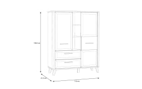Highboardvitrine Wardiol, Artisan Eiche-Nachbildung/weiß