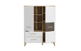Highboardvitrine Wardiol, Artisan Eiche-Nachbildung/weiß