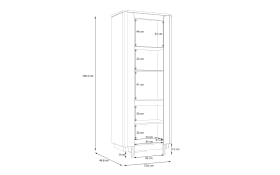 Vitrine Vodol, sandfarbig/schwarz, 75,6 cm