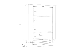 Vitrine Vodol, sandfarbig/schwarz, 130,3 cm