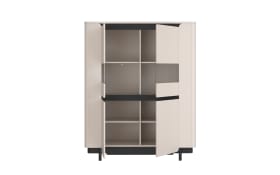 Vitrine Vodol, sandfarbig/schwarz, 130,3 cm