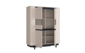 Vitrine Vodol, sandfarbig/schwarz, 130,3 cm