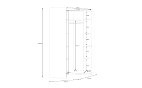Eckkleiderschrank Econobox2, weiß, 116,8 cm
