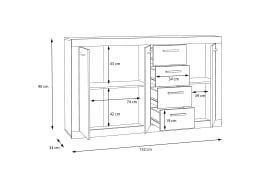 Sideboard Baccio, Artisan Eiche-Nachbildung/weiß, 152,6 cm
