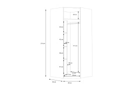 Eckkleiderschrank Smart Room, Eiche-Nachbildung/weiß, 