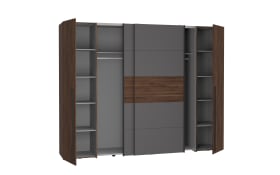 Kleiderschrank Narago, Walnuss-Nachbildung/grau