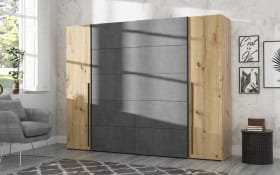 Kleiderschrank Narago, Artisan Eiche-Nachbildung/dunkelgrau, 270,3 x 210,5 cm