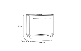 Waschbeckenunterschrank Veris, Artisan Eiche-Nachbildung/grau