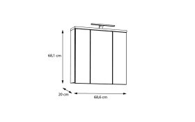 Spiegelschrank Veris, Artisan Eiche-Nachbildung/grau