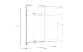 Kleiderschrank Schach&matt, Puccini Eiche-Nachbildung/weiß, 200,1 x 190,5 cm