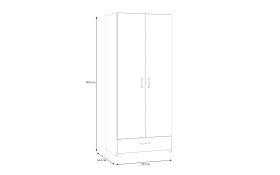 Kleiderschrank Econobox, Puccini Eiche-Nachbildung/weiß, 79,7 x 190,5 cm