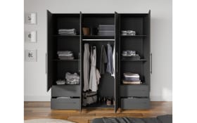 Kleiderschrank Mokkaris, schwarz, 205,9 x 200,1 cm
