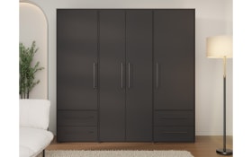 Kleiderschrank Mokkaris, schwarz, 205,9 x 200,1 cm