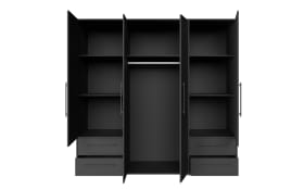 Kleiderschrank Mokkaris, schwarz, 205,9 x 200,1 cm