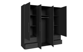Kleiderschrank Mokkaris, schwarz, 205,9 x 200,1 cm