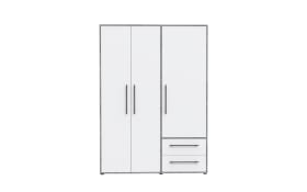 Kleiderschrank Mokkaris, weiß/grau, 144,4 x 200,1 cm