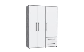 Kleiderschrank Mokkaris, weiß/grau, 144,4 x 200,1 cm