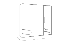Kleiderschrank Mokkaris, Sonoma Eiche-Nachbildung/weiß, 205,9 x 200,1 cm