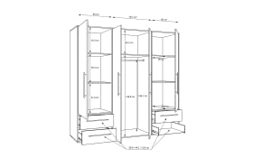 Kleiderschrank Mokkaris, Sonoma Eiche-Nachbildung/weiß, 205,9 x 200,1 cm