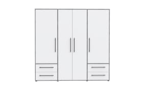 Kleiderschrank Mokkaris, weiß/grau, 205,9 x 200,1 cm