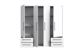 Kleiderschrank Mokkaris, weiß/grau, 205,9 x 200,1 cm