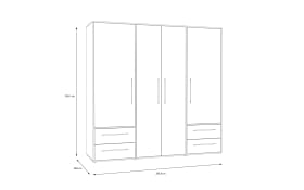 Kleiderschrank Mokkaris, Mauvella Eiche-Nachbildung/weiß, 205,9 x 200,1 cm