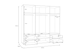 Kleiderschrank Mokkaris, Mauvella Eiche-Nachbildung/weiß, 205,9 x 200,1 cm