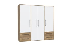 Kleiderschrank Mokkaris, Mauvella Eiche-Nachbildung/weiß, 205,9 x 200,1 cm