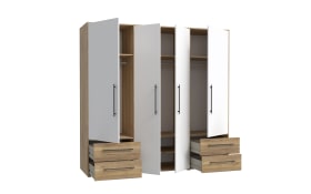 Kleiderschrank Mokkaris, Mauvella Eiche-Nachbildung/weiß, 205,9 x 200,1 cm