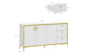 Kommode Golden 2, weiß/goldfarbig, 163,9 cm