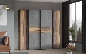 Kleiderschrank Kalixtus, Old Wood-Nachbildung/Beton-Nachbildung, 200 x 190,5 cm
