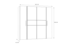Kleiderschrank Kalixtus, Old Wood-Nachbildung/Beton-Nachbildung, 200 x 190,5 cm