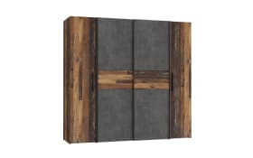 Kleiderschrank Kalixtus, Old Wood-Nachbildung/Beton-Nachbildung, 200 x 190,5 cm