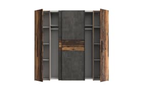 Kleiderschrank Kalixtus, Old Wood-Nachbildung/Beton-Nachbildung, 200 x 190,5 cm