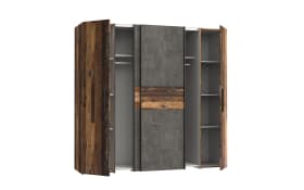Kleiderschrank Kalixtus, Old Wood-Nachbildung/Beton-Nachbildung, 200 x 190,5 cm