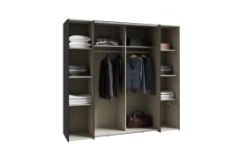 Kleiderschrank Kalixtus, schwarz/weiß, 200 x 190,5 cm