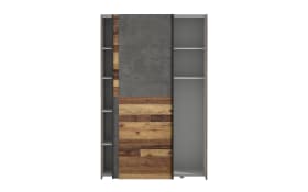 Kleiderschrank Ozzula, Old Wood-Nachbildung/grau, 120 x 190,5 cm